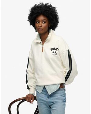 Superdry Country Club Appliqué Half Zip - White