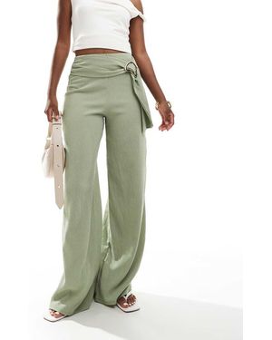 ASOS Pantaloni Ampi Testurizzati Kaki Chiaro Con Cintura - Verde