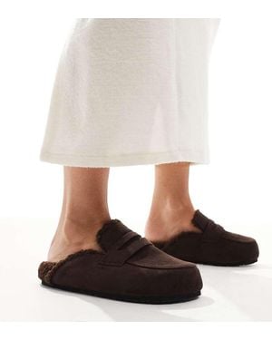 SEQWL Wide Fit Mules Marrón Chocolate Con Forro De Piel Soda De