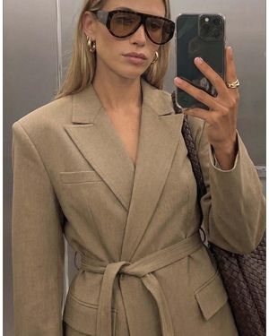 NA-KD Belted Blazer - Brown