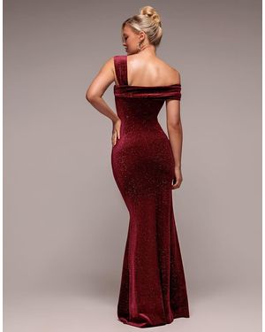 chinese dress ladies Draped Shoulder Velvet Corset Maxi Dress - Black main image 0