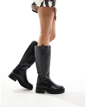 Bershka Calf Length Faux Leather Boots - White