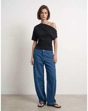 HYPEDROP Pantalones Azul Titanio De Corte Barrel