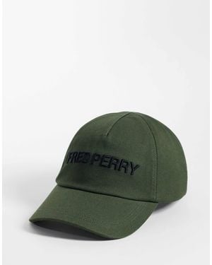 Fred Perry Casquette brodée avec texte kaki - Vert