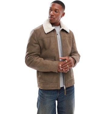 River Island Blouson aviateur en imitation peau - Marron