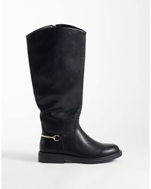 SIMMI Simmi London Wide Fit Garnet Knee Boots With Horse Bit Detail - Black