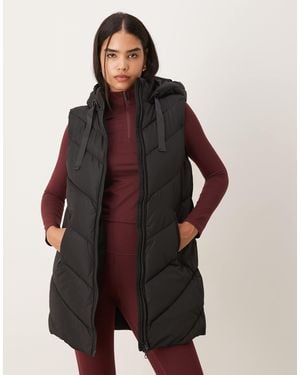 Jdy Chevron Padded Hooded Gilet - Brown