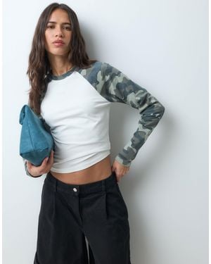 ASOS Camo Raglan Long Sleeve - Blue