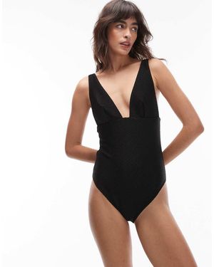 & Other Stories Mix And Match Textured Halterneck Swimsuit - Black