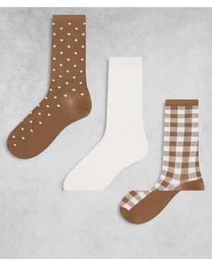 GANT 3-pack Dot And Gingham Check Socks - White