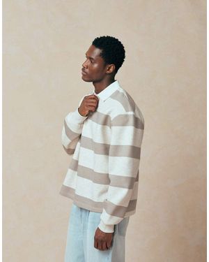 ASOS Relaxed Rugby Polo Sweatshirt - Natural