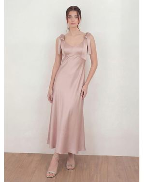 Maya Tie-Shoulder Satin Maxi Dress - Pink