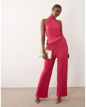 Vila Wide Leg Plisse Pants - Red
