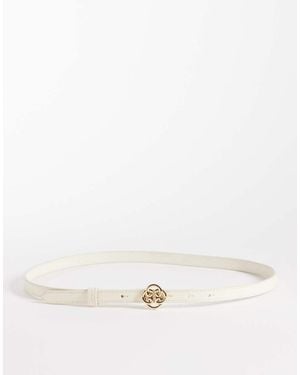 GANT Real Leather Thin Belt With Gold Buckle Detail - Natural