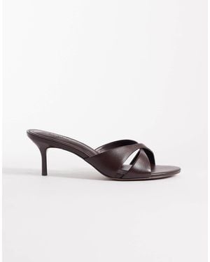 ASOS Hum Premium Cross Strap Mid Heeled Mules - Natural