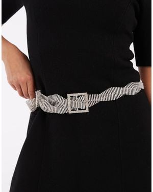 ASOS Waist And Hip Twisted Diamante Belt With Square Buckle - Black