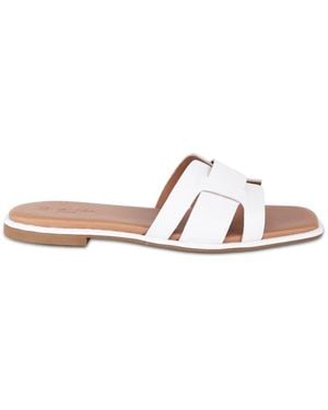 OFF THE HOOK Heath Leather Slip On Flat Sandals - White