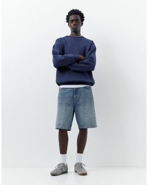 Pull&Bear Baggy Denim Bermuda Shorts - Blue