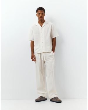 Pull&Bear Linen Blend Trousers - White
