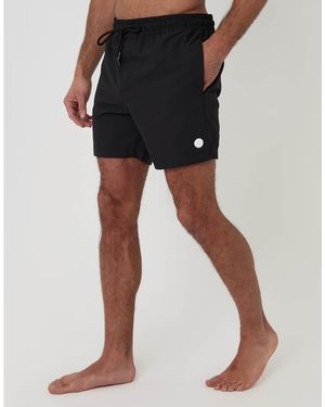 Threadbare Drawcord Waist Seersucker Swim Shorts - Black