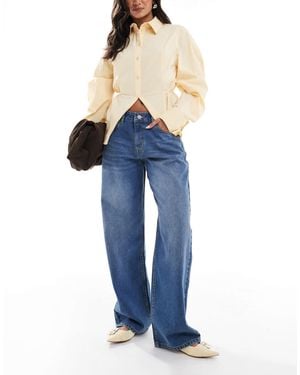 Daisy Street Luna Mid Rise Relaxed Straight Leg Jean - Blue