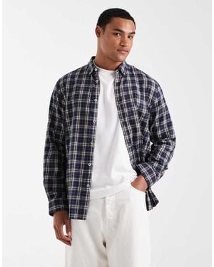 Threadbare Camisa A Cuadros De Franela De Algodón De - Azul