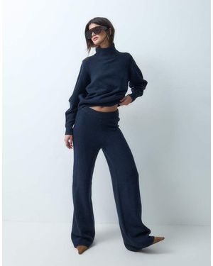 ASOS Wijde Broek Co-Ord Set Met Wol - Blauw