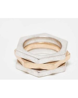 AllSaints Hex Triple Band Ring - White