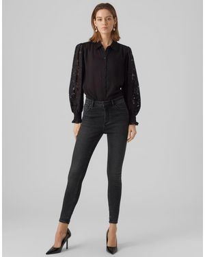Vero Moda Vaqueros Negros De Corte Pitillo De