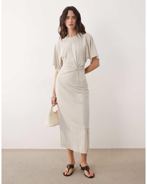 Mango T-Shirt Dress With Twist Detail - Natural