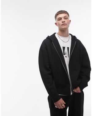 TOPMAN Oversized Hoodie Met Rits - Zwart