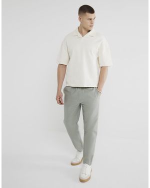 River Island Broek Met Linnenlook En Elastische Taille - Wit