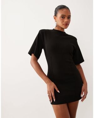 Missy Empire Modal Bell Sleeve Fitted T-Shirt Dress - Black