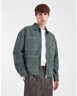 Only & Sons Contrast Stitch Chore Jacket - Blue