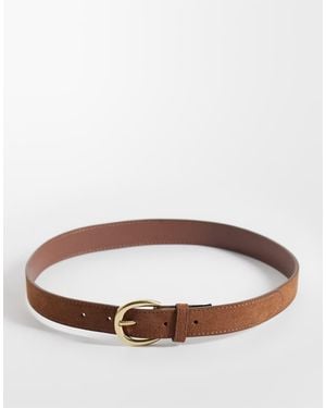 Mango Faux Suede Classic Belt - Brown
