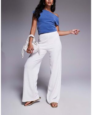 Missy Empire Crinkle Wide Leg Trousers - Blue