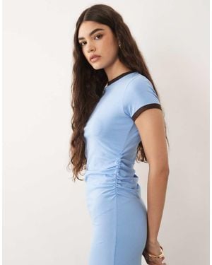 ASOS Contrast Ringer Detail Midi T-shirt Dress - Blue