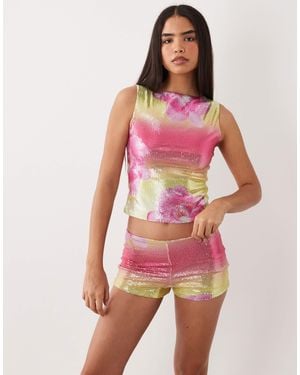 Kaiia Exclusive Sequined Micro Shorts - Pink