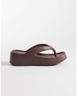 SEQWL Thong Flatform Wedges - Brown