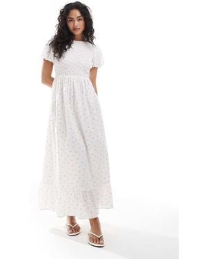 New Look Shirred Cross Back Midi Dress - White