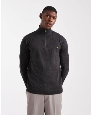 Brave Soul 1/4 Zip Knitted Jumper - Black