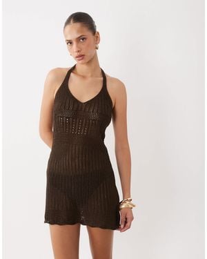 Miss Selfridge Blanket Stitch Knitted Cami Top - Brown
