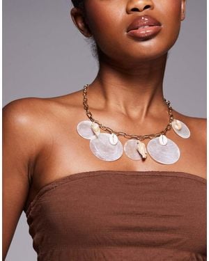 South Beach Collana Con Charm A Forma Di Conchiglia - Marrone