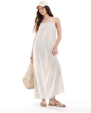 Pieces Linen Touch Cami Maxi Dress - White
