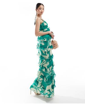 Pretty Lavish – piper – rüschen-maxikleid - Grün