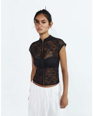 Pull&Bear Lace Top - White