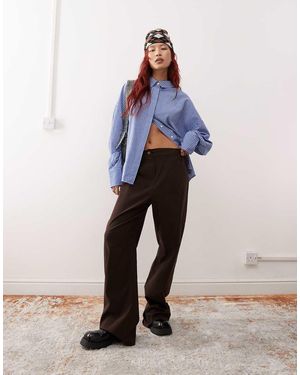 Reclaimed Vintage Slouchy Tailored Wide Leg Trouser - Brown