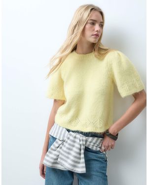 Pieces Soft Knit Short Sleeve Sweater - White