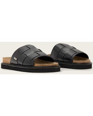 AllSaints Randal Leather Woven One Strap Sandals - Black