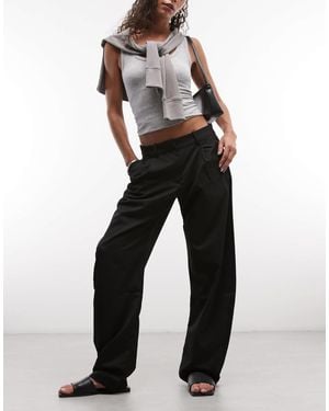 Monki Barrel Leg Tailored Trouser - Black